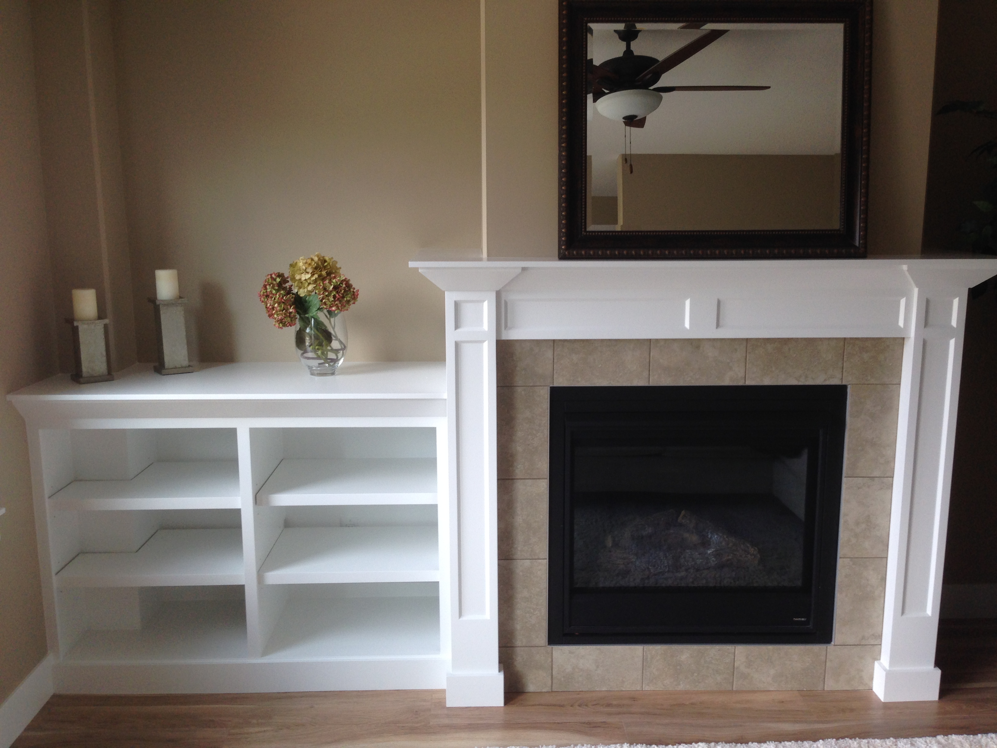 Modern fireplace mantle Kelowna