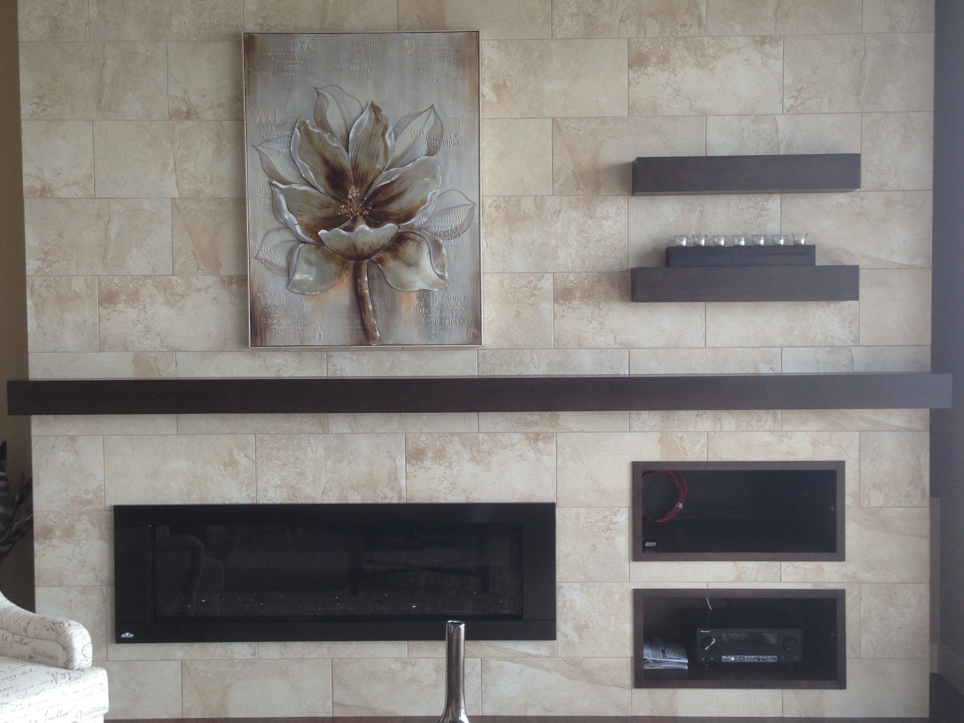 Linear fireplace shelves Kelowna